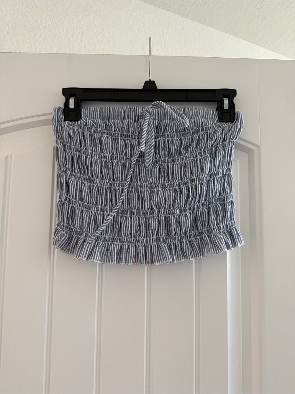 Good Luck Gem Blue and White Striped Smocked Tube Top